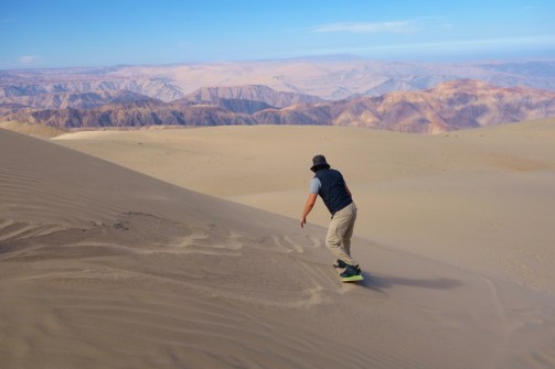 Sandboard practice on Cerro Blanco
