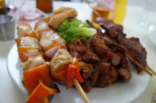 Huge meat platter in Nazca, Peru
