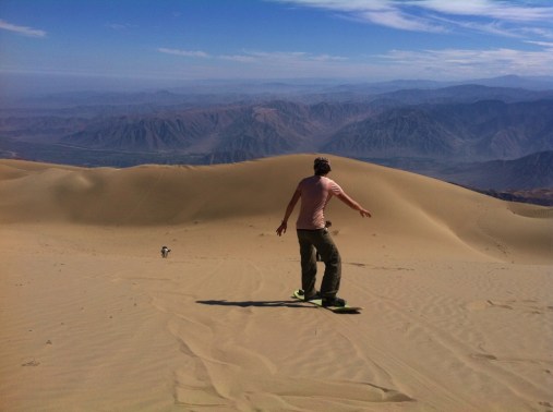 Sandboard practice on Cerro Blanco