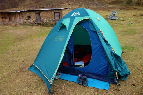Day 1 campsite on Salkantary Trek to Machu Picchu, Peru