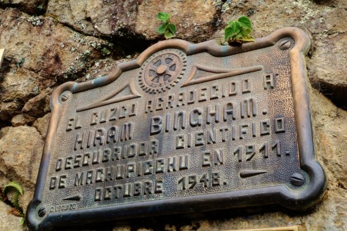 Plaque of Hiram Bingam at Machu Picchu