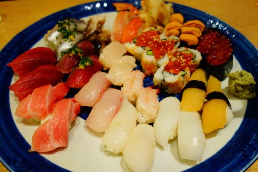 Platter of sushi (Akasaka district, Tokyo, Japan)